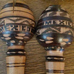 Vintage Wooden Hand Carves Wooden Salad Serving Utensils